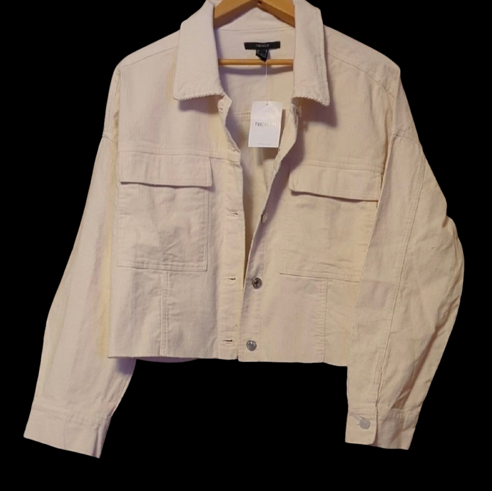 Forever 21 Cream Utility Jacket Relaxed Fit